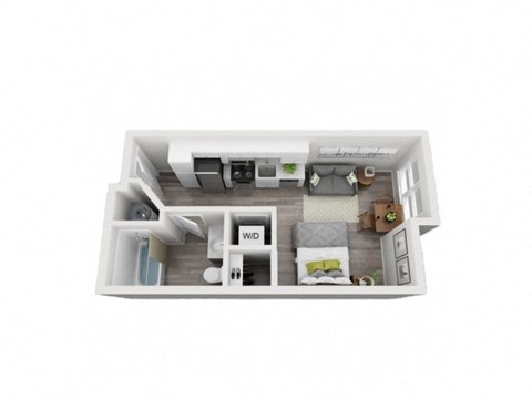 Floor plan for studio, 1 bath, 382 sqft